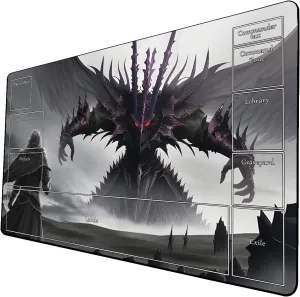 AI Painting TCG Playmat - MTG Trading Card Game Mat with Zone Layout, 24x14 Inches Premium MTG Play Mat - The Perfect Companion for Intense Card Battles - Fantasy Dark Skull Black Lotus 424A297