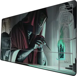 AI Painting TCG Playmat - MTG Trading Card Game Mat with Zone Layout, 24x14 Inches Premium MTG Play Mat - The Perfect Companion for Intense Card Battles - Fantasy Dark Skull Black Lotus 424A311