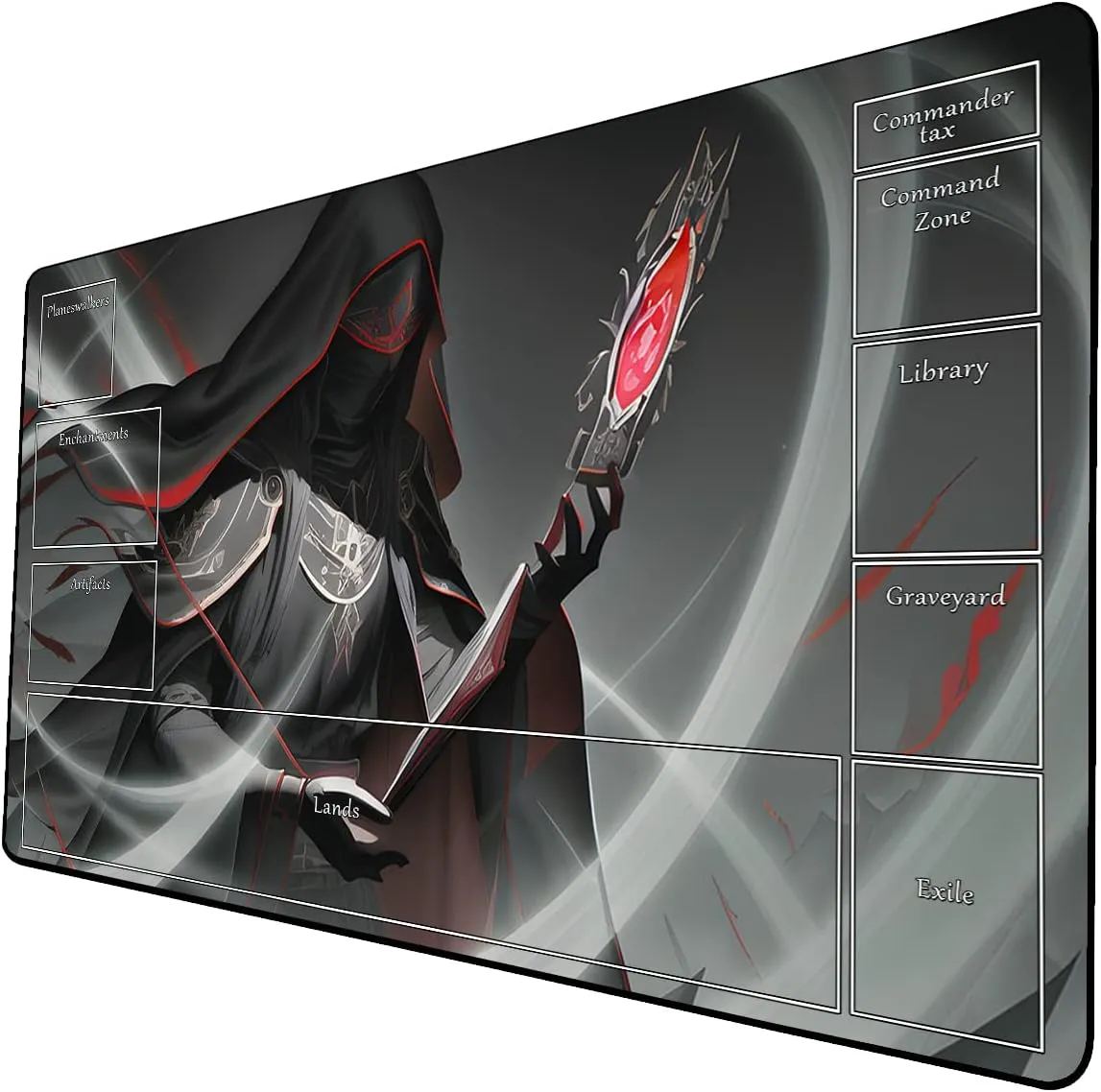 AI Painting TCG Playmat - MTG Trading Card Game Mat with Zone Layout, 24x14 Inches Premium MTG Play Mat - The Perfect Companion for Intense Card Battles - Fantasy Dark Skull Black Lotus 424A316