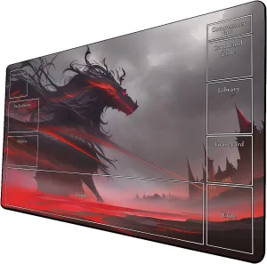 AI Painting TCG Playmat - MTG Trading Card Game Mat with Zone Layout, 24x14 Inches Premium MTG Play Mat - The Perfect Companion for Intense Card Battles - Fantasy Dark Skull Black Lotus 424A317