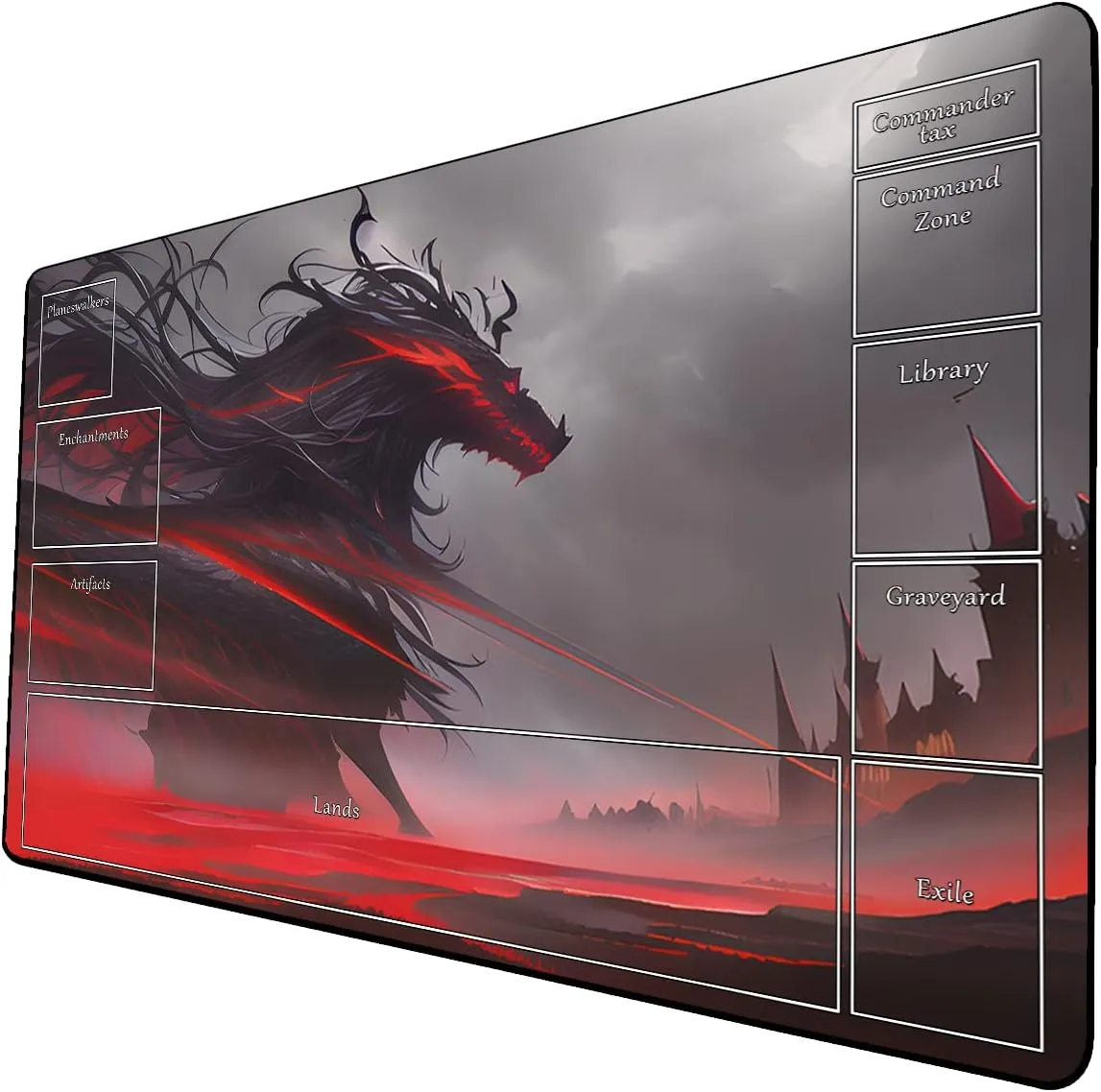 AI Painting TCG Playmat - MTG Trading Card Game Mat with Zone Layout, 24x14 Inches Premium MTG Play Mat - The Perfect Companion for Intense Card Battles - Fantasy Dark Skull Black Lotus 424A317