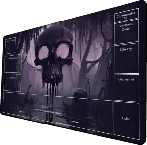 AI Painting TCG Playmat - MTG Trading Card Game Mat with Zone Layout, 24x14 Inches Premium MTG Play Mat - The Perfect Companion for Intense Card Battles - Fantasy Dark Skull Black Lotus 424A335