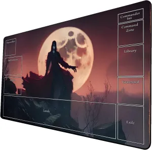 AI Painting TCG Playmat - MTG Trading Card Game Mat with Zone Layout, 24x14 Inches Premium MTG Play Mat - The Perfect Companion for Intense Card Battles - Fantasy Dark Skull Black Lotus 424A351
