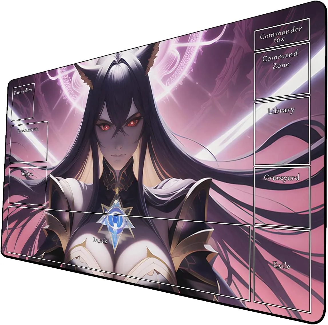 AI Painting TCG Playmat - MTG Trading Card Game Mat with Zone Layout, 24x14 Inches Premium MTG Play Mat - The Perfect Companion for Intense Card Battles - Fantasy Dark Skull Black Lotus 509A116