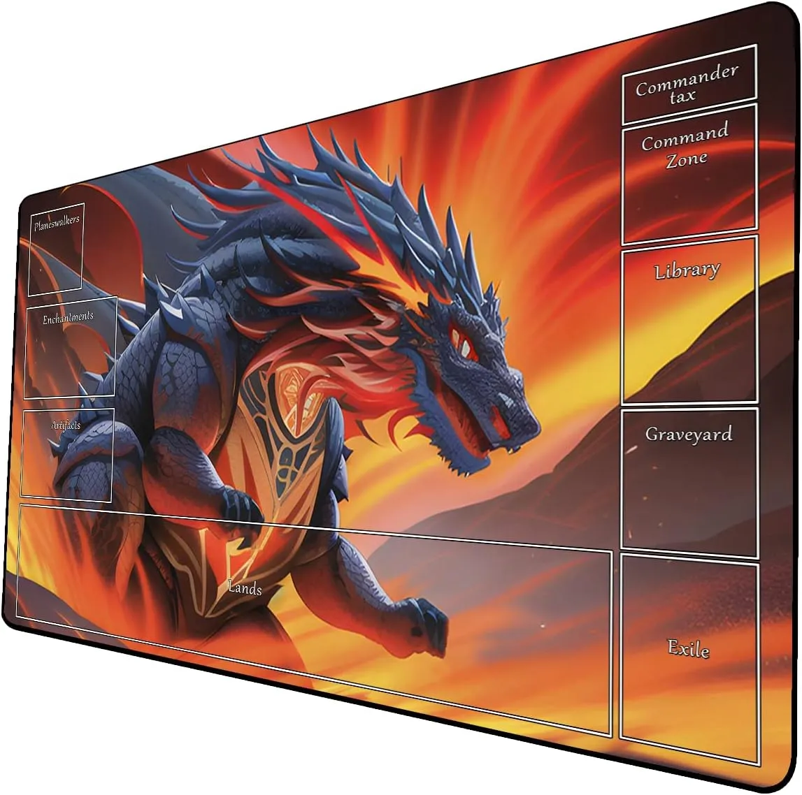 AI Painting TCG Playmat - MTG Trading Card Game Mat with Zone Layout, 24x14 Inches Premium MTG Play Mat - The Perfect Companion for Intense Card Battles - Fantasy Dark Skull Black Lotus 509A118