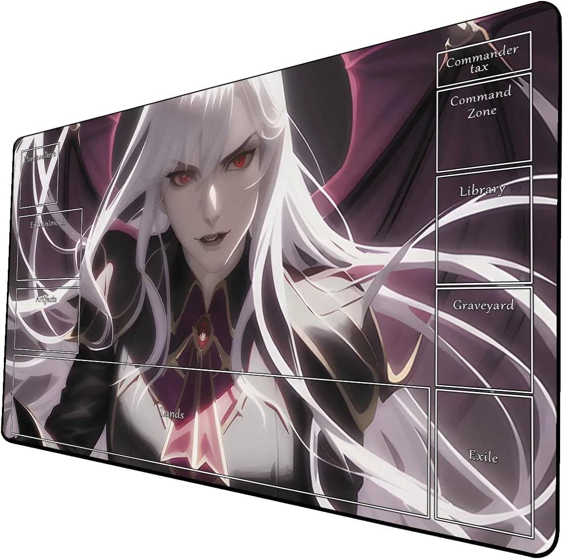 AI Painting TCG Playmat - MTG Trading Card Game Mat with Zone Layout, 24x14 Inches Premium MTG Play Mat - The Perfect Companion for Intense Card Battles - Fantasy Dark Skull Black Lotus 509A239