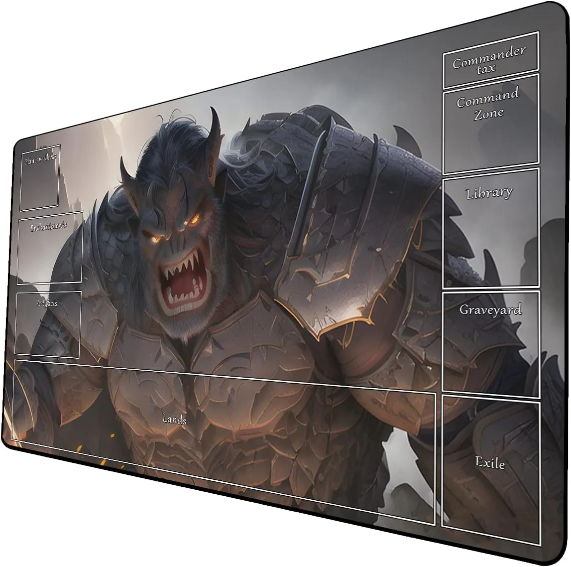 AI Painting TCG Playmat - MTG Trading Card Game Mat with Zone Layout, 24x14 Inches Premium MTG Play Mat - The Perfect Companion for Intense Card Battles - Fantasy Dark Skull Black Lotus 509A246