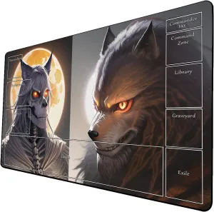 AI Painting TCG Playmat - MTG Trading Card Game Mat with Zone Layout, 24x14 Inches Premium MTG Play Mat - The Perfect Companion for Intense Card Battles - Fantasy Dark Skull Black Lotus 509A251