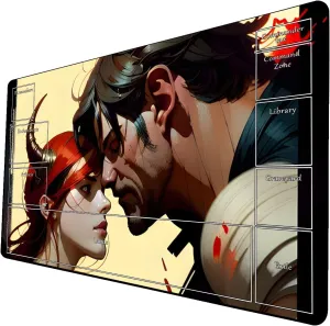 AI Painting TCG Playmat - MTG Trading Card Game Mat with Zone Layout, 24x14 Inches Premium MTG Play Mat - The Perfect Companion for Intense Card Battles - Fantasy Dark Skull Black Lotus 519A133