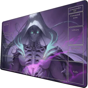 AI Painting TCG Playmat - MTG Trading Card Game Mat with Zone Layout, 24x14 Inches Premium MTG Play Mat - The Perfect Companion for Intense Card Battles - Fantasy Dark Skull Black Lotus 519A136
