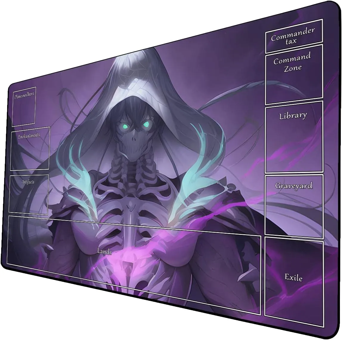 AI Painting TCG Playmat - MTG Trading Card Game Mat with Zone Layout, 24x14 Inches Premium MTG Play Mat - The Perfect Companion for Intense Card Battles - Fantasy Dark Skull Black Lotus 519A136