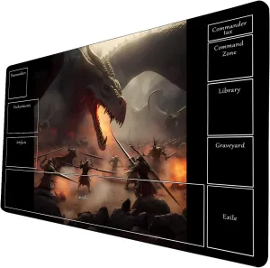 AI Painting TCG Playmat - MTG Trading Card Game Mat with Zone Layout, 24x14 Inches Premium MTG Play Mat - The Perfect Companion for Intense Card Battles - Fantasy Dark Skull Black Lotus A05
