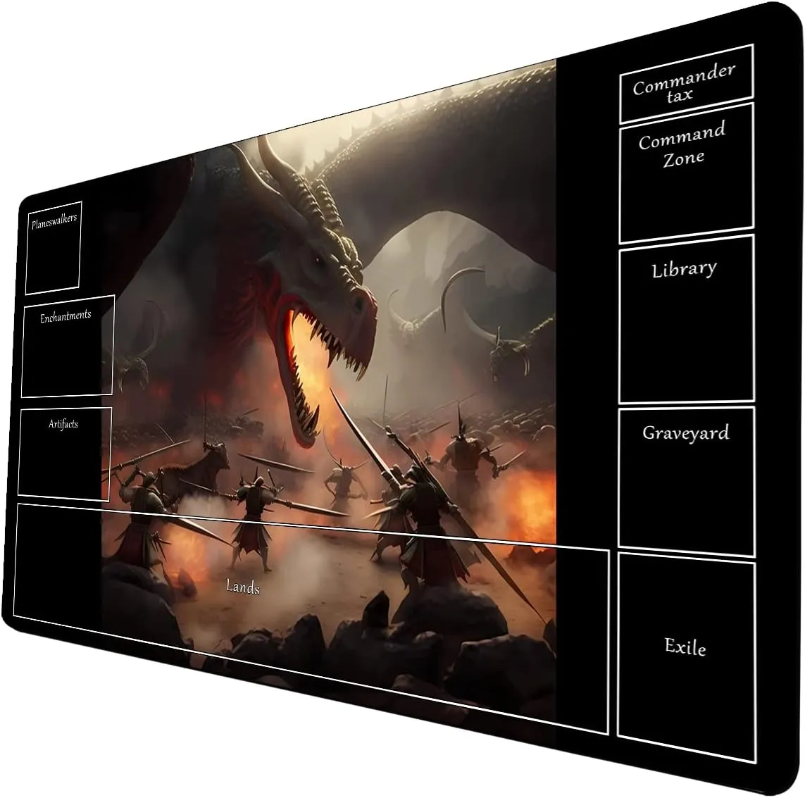 AI Painting TCG Playmat - MTG Trading Card Game Mat with Zone Layout, 24x14 Inches Premium MTG Play Mat - The Perfect Companion for Intense Card Battles - Fantasy Dark Skull Black Lotus A05