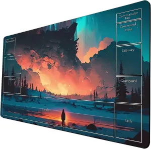 AI Painting TCG Playmat - MTG Trading Card Game Mat with Zone Layout, 24x14 Inches Premium MTG Play Mat - The Perfect Companion for Intense Card Battles - Fantasy Dark Skull Black Lotus A19