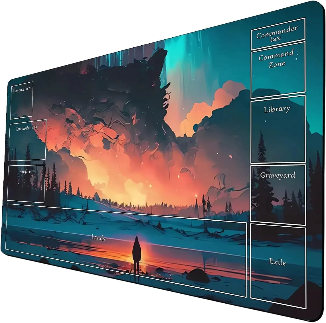 AI Painting TCG Playmat - MTG Trading Card Game Mat with Zone Layout, 24x14 Inches Premium MTG Play Mat - The Perfect Companion for Intense Card Battles - Fantasy Dark Skull Black Lotus A19