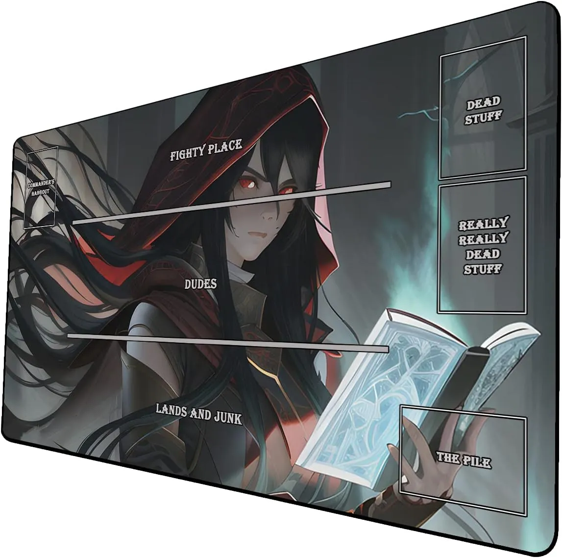 AI Painting TCG Playmat - MTG Trading Card Game Mat with Zones, 24x14 Inches Premium MTG Playmat - The Perfect Companion for Intense Card Battles - Fantasy Dark Vampire Lotus-047
