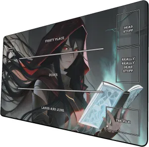 AI Painting TCG Playmat - MTG Trading Card Game Mat with Zones, 24x14 Inches Premium MTG Playmat - The Perfect Companion for Intense Card Battles - Fantasy Dark Vampire Lotus-047