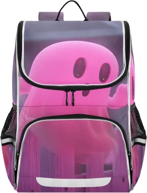 AIXIWAWA Cute Ghost Fence Kids Backpack for School Travel Hiking, Large Capacity Causal Daypack School Bag with Reflective Strips for Boys Girls