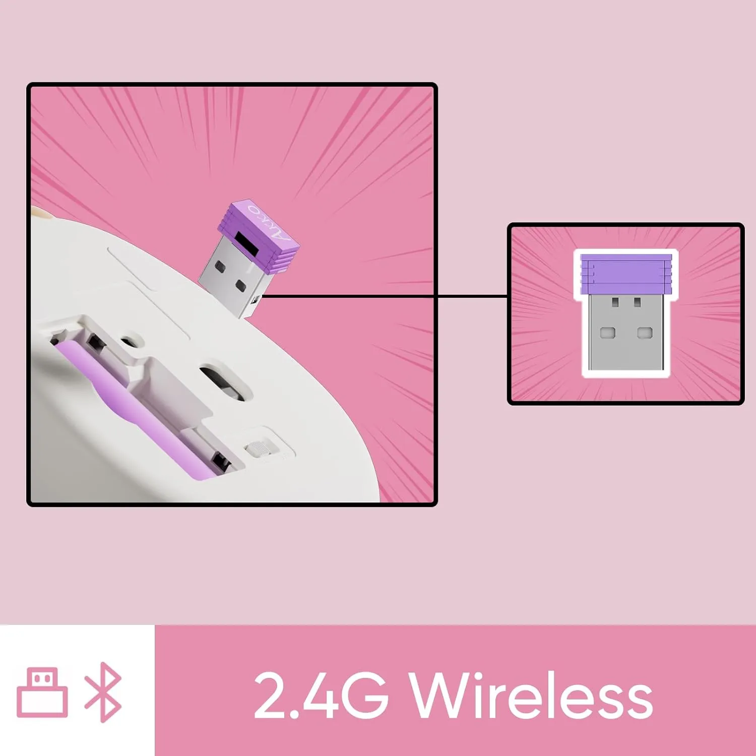 Akko Wireless Gaming Mouse Pink Capybara 2.4G GHz with a USB Receiver, Cute Optical Cordless Cartoon Mice for Computer/Laptop/Desktop/PC Compatible with Mac/Win