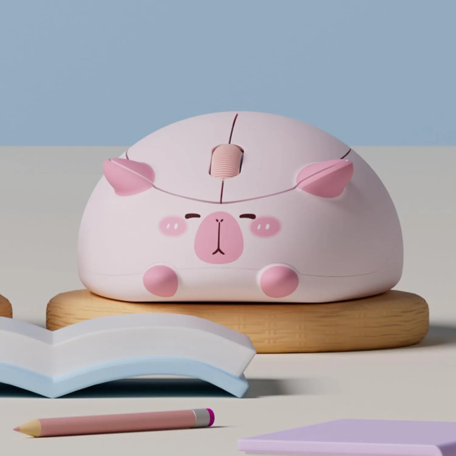 Akko Wireless Gaming Mouse Pink Capybara 2.4G GHz with a USB Receiver, Cute Optical Cordless Cartoon Mice for Computer/Laptop/Desktop/PC Compatible with Mac/Win