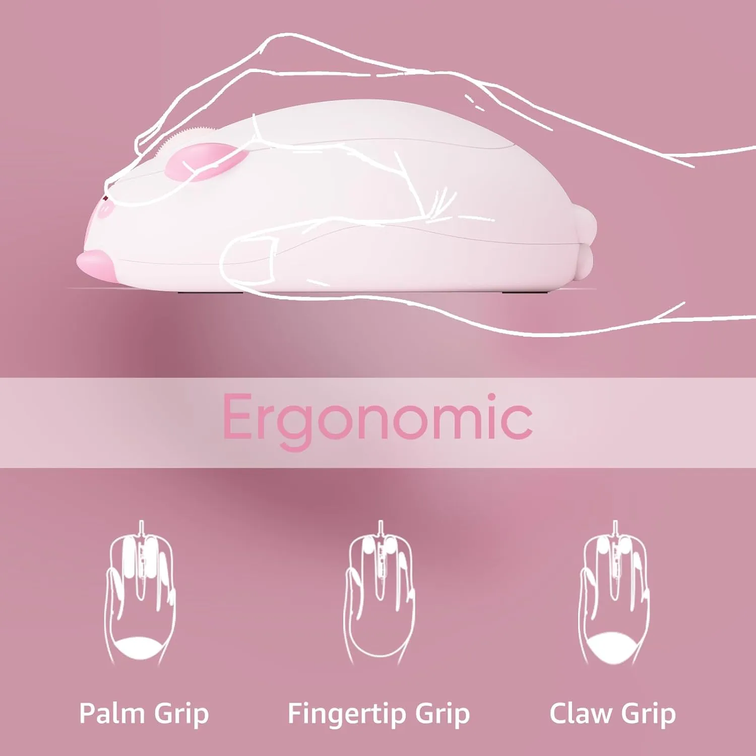 Akko Wireless Gaming Mouse Pink Capybara 2.4G GHz with a USB Receiver, Cute Optical Cordless Cartoon Mice for Computer/Laptop/Desktop/PC Compatible with Mac/Win