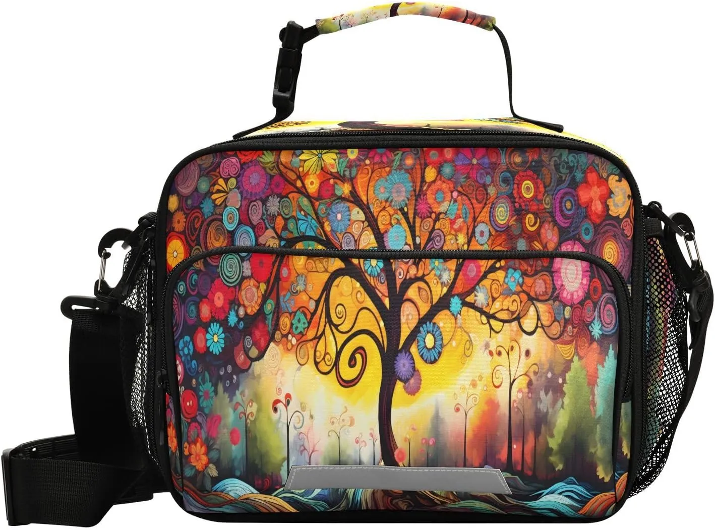 ALAZA Colorful Mysterious Tree Kids Lunch Box, Girls Boys Lunchbox Insulated Reusable Meal Container Lunch Bag with Shoulder Strap