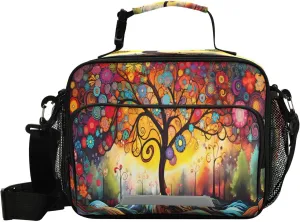 ALAZA Colorful Mysterious Tree Kids Lunch Box, Girls Boys Lunchbox Insulated Reusable Meal Container Lunch Bag with Shoulder Strap