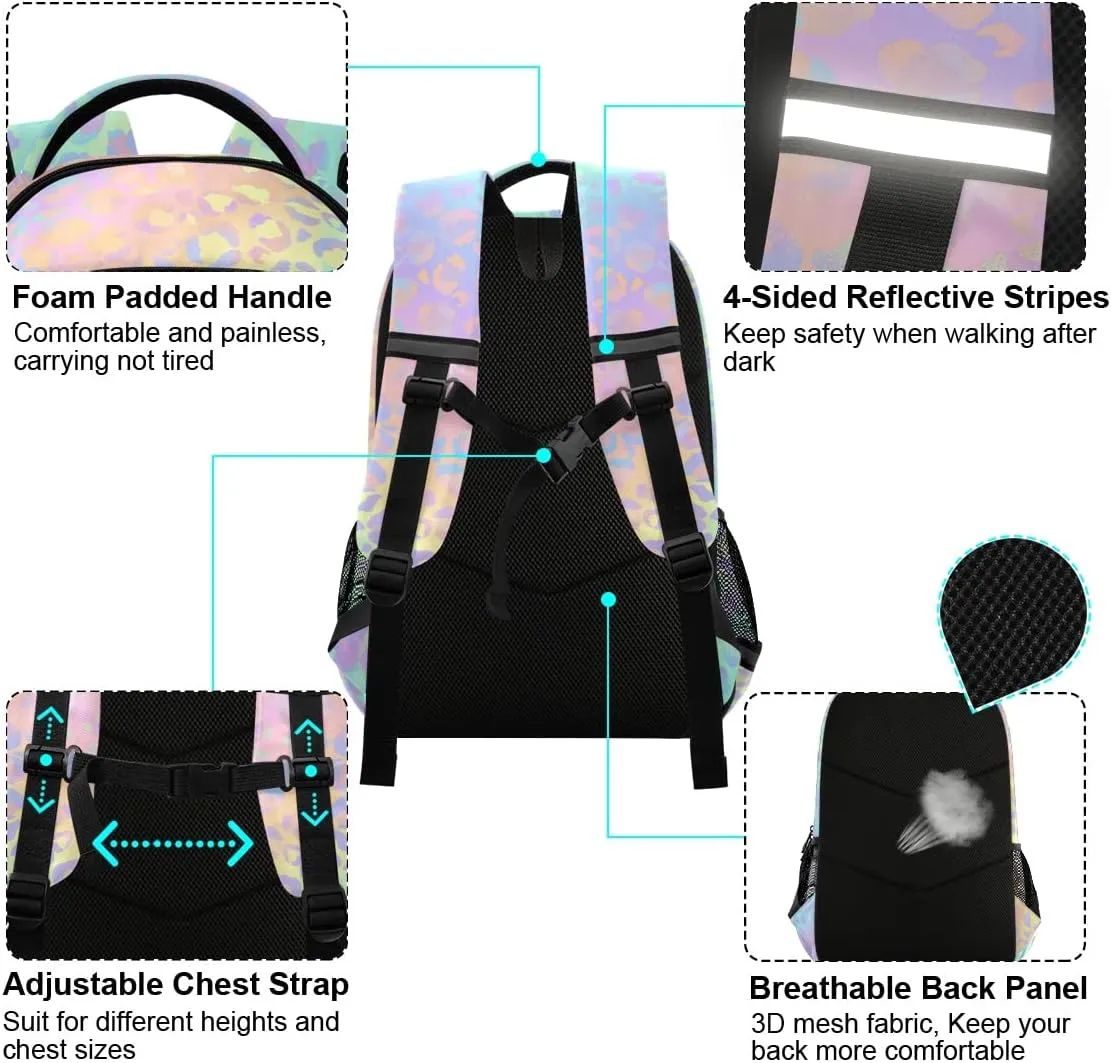 ALAZA Custom Leopard Print Rainbow Cheetah Backpack Purse Customized Personalized Laptop Notebook Tablet School Bag Stylish Casual Daypack, 13 14 15.6 inch