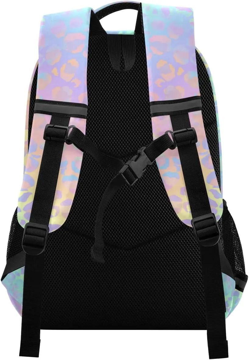 ALAZA Custom Leopard Print Rainbow Cheetah Backpack Purse Customized Personalized Laptop Notebook Tablet School Bag Stylish Casual Daypack, 13 14 15.6 inch
