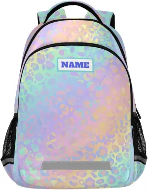ALAZA Custom Leopard Print Rainbow Cheetah Backpack Purse Customized Personalized Laptop Notebook Tablet School Bag Stylish Casual Daypack, 13 14 15.6 inch