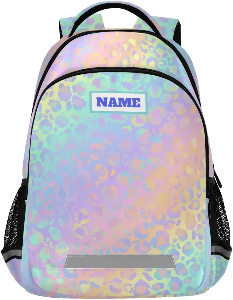 ALAZA Custom Leopard Print Rainbow Cheetah Backpack Purse Customized Personalized Laptop Notebook Tablet School Bag Stylish Casual Daypack, 13 14 15.6 inch