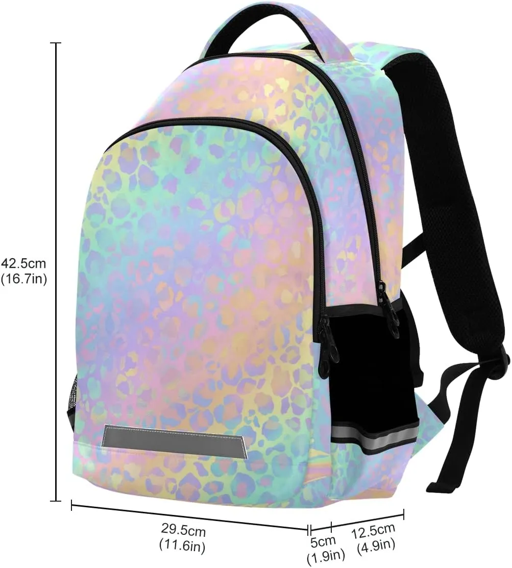 ALAZA Custom Leopard Print Rainbow Cheetah Backpack Purse Customized Personalized Laptop Notebook Tablet School Bag Stylish Casual Daypack, 13 14 15.6 inch