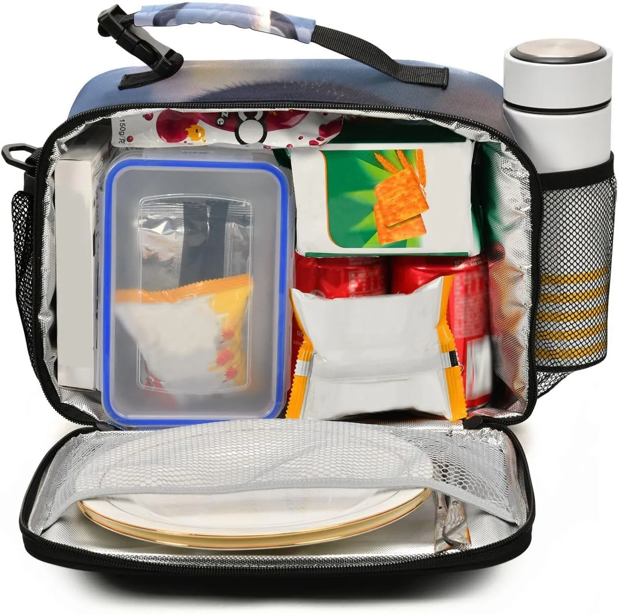ALAZA Cute Penguin Kids Lunch Box Lunchbox Insulated Reusable Meal Container Lunch Bag with Shoulder Strap for School Girls Boys