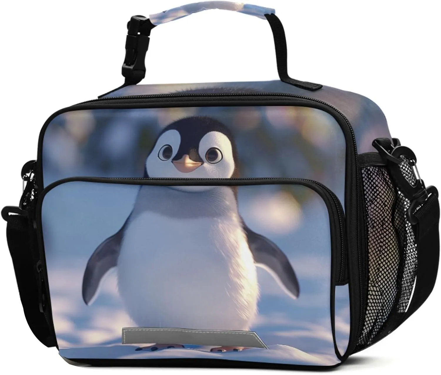 ALAZA Cute Penguin Kids Lunch Box Lunchbox Insulated Reusable Meal Container Lunch Bag with Shoulder Strap for School Girls Boys