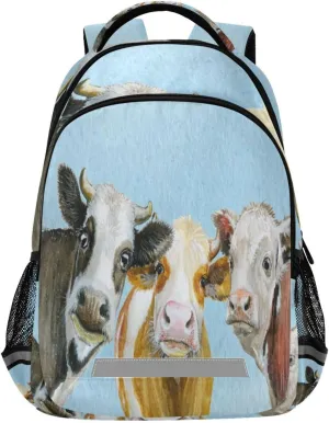 ALAZA Dairy Cow Beef Cute Farm Cattle Calf Vintage School Backpack for Girls & Boys, Kids Laptop Bookbag with Reflective Strip 17in