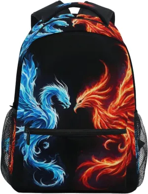 ALAZA Dragon and Phoenix Kid's Shool Backpack for Girls Boys,Laptop Travel Backpack for Elementary Middle School Bag Teenagers Bookbag with Comfy Shoulder Starp,16.9" H