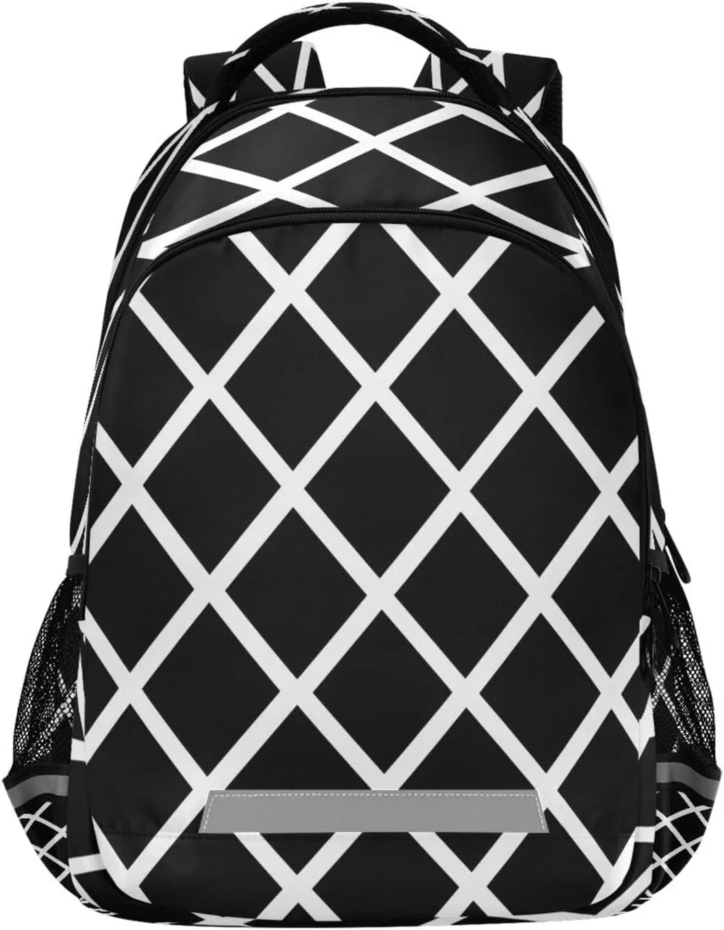 ALAZA Kids Backpack for Boys Girls,Black White Geometric Plaid School Backpack Preschool Elementary Kindergarten School Bag Bookbag Travel Laptop Bag Casual Daypack
