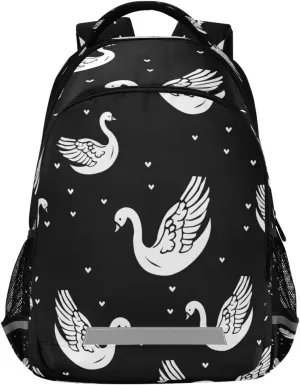 ALAZA Kids Backpack for Boys Girls,Black White Swans School Backpack Preschool Elementary Kindergarten School Bag Bookbag Travel Laptop Bag Casual Daypack