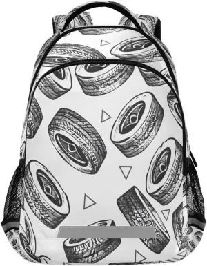 ALAZA Kids Backpack for Boys Girls,Black White Truck Tire School Backpack Preschool Elementary Kindergarten School Bag Bookbag Travel Laptop Bag Casual Daypack
