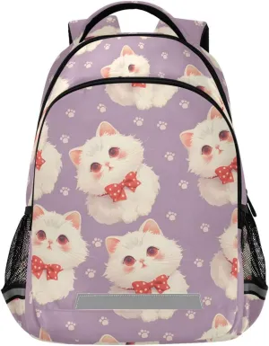 ALAZA Kids Backpack for Boys Girls,Cute Cat Purple School Backpack Preschool Elementary Kindergarten School Bag Bookbag Travel Laptop Bag Casual Daypack