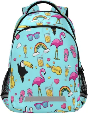 ALAZA Kids Backpack for Boys Girls,Flamingo Giant Beasts School Backpack Preschool Elementary Kindergarten School Bag Bookbag Travel Laptop Bag Casual Daypack