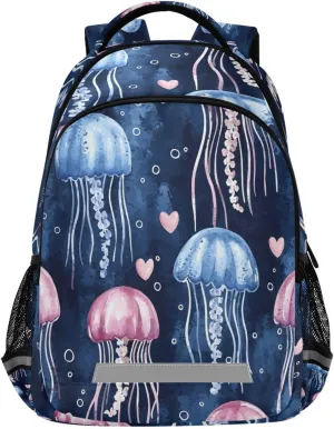 ALAZA Kids Backpack for Boys Girls,Ocean Pink Blue Jellyfish School Backpack Preschool Elementary Kindergarten School Bag Bookbag Travel Laptop Bag Casual Daypack