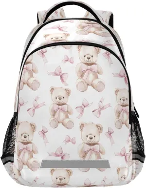 ALAZA Kids Backpack for Boys Girls,Pink Bear Bowknot School Backpack Preschool Elementary Kindergarten School Bag Bookbag Travel Laptop Bag Casual Daypack