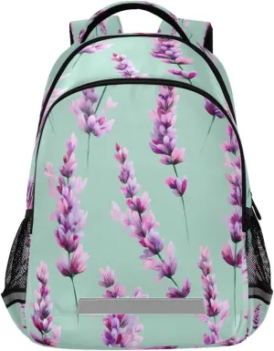 ALAZA Kids Backpack for Boys Girls,Purple Lavender Floral School Backpack Preschool Elementary Kindergarten School Bag Bookbag Travel Laptop Bag Casual Daypack