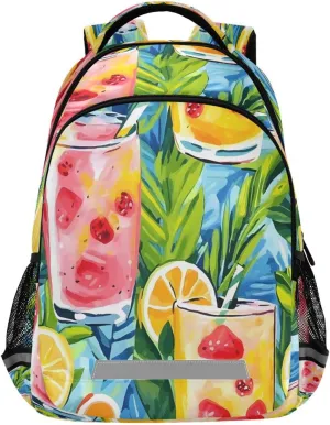 ALAZA Kids Backpack for Boys Girls,Summer Lemon Juice Palm Leaves School Backpack Preschool Elementary Kindergarten School Bag Bookbag Travel Laptop Bag Casual Daypack