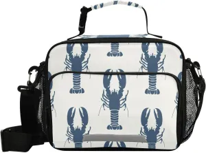 ALAZA Kids Lunch Box for School Girls Boys, Seafood Sretro Marine Lobster Kids Lunchbox Insulated Reusable Meal Container Lunch Bag with Shoulder Strap