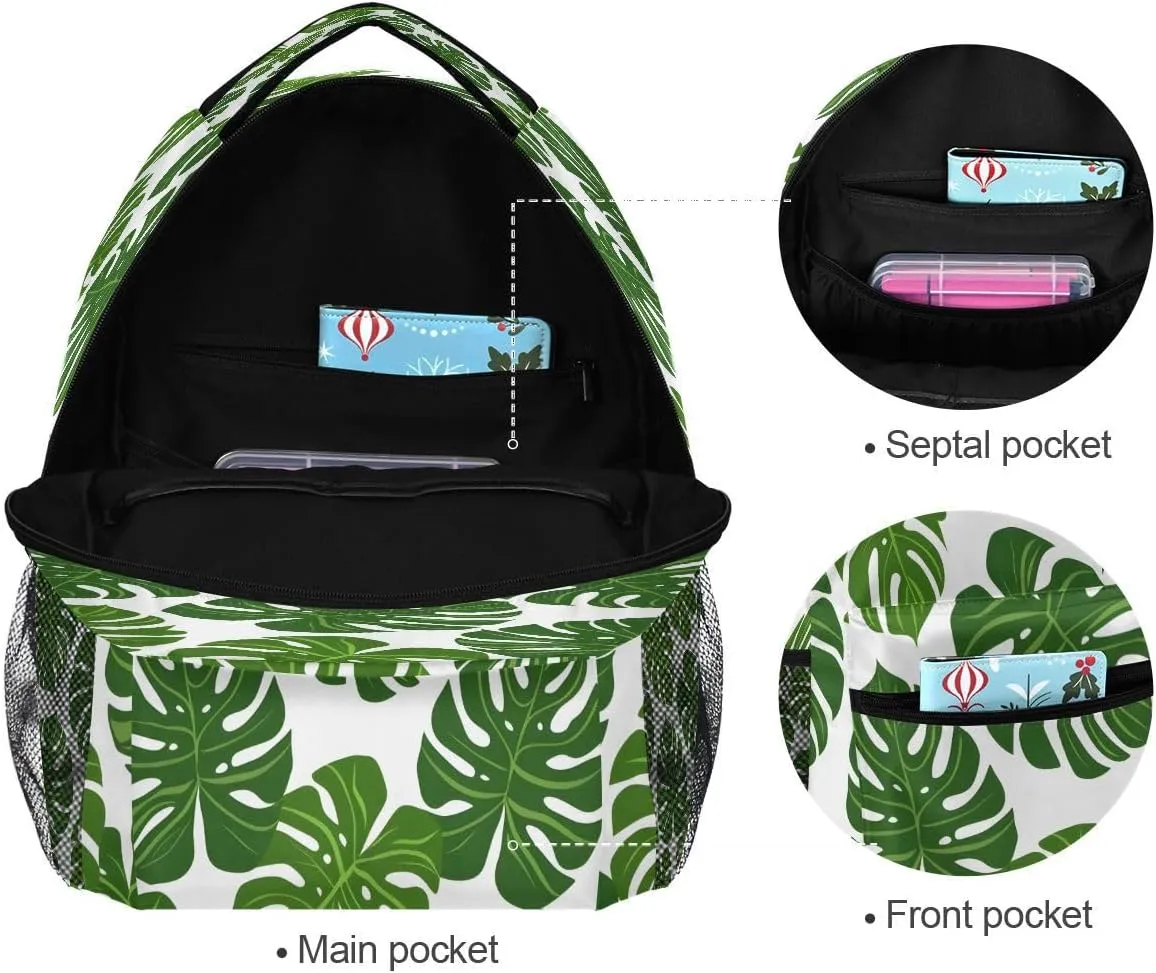 ALAZA Monstera Leaf Seamless Backpack Daypack School Bag Travel Shoulder Bag for Students Boys Girls