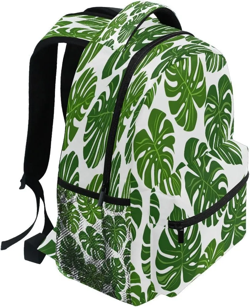 ALAZA Monstera Leaf Seamless Backpack Daypack School Bag Travel Shoulder Bag for Students Boys Girls