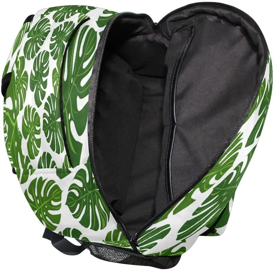 ALAZA Monstera Leaf Seamless Backpack Daypack School Bag Travel Shoulder Bag for Students Boys Girls