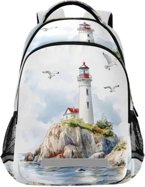 ALAZA Nautical Lighthouse School Backpack for Boys Girls,Preschool Elementary Kindergarten School Bag Kids Backpack Bookbag Travel Laptop Bag Casual Daypack